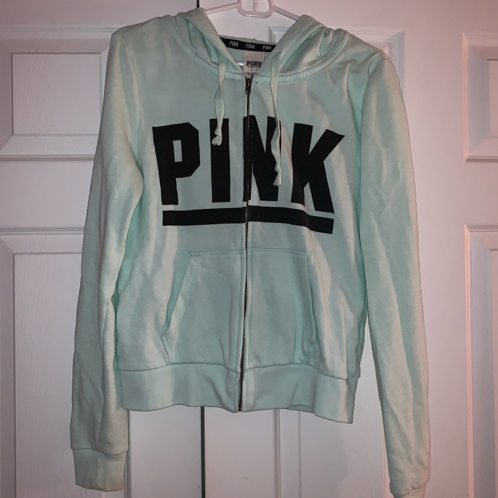 PINK Mint Green Zip up Hoodie